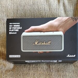 NIB - Marshall Black Portable Speaker with Iconic Design - Sage Color